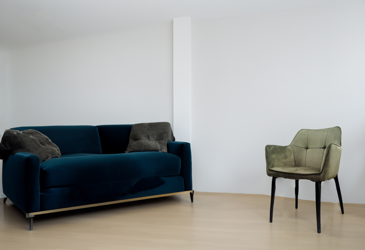 Η πολυθρόνα τοποθετημένη σε ένα σαλόνι.